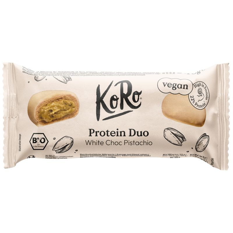 KoRo Handels GmbH Bio Protein Duo White Choc Pistachio 2 x 20 g - Produktbild