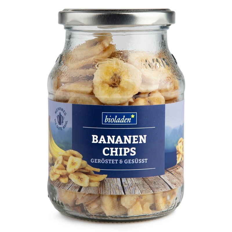 bioladen Bananenchips geröstet & gesüßt im Pfandglas - Produktbild