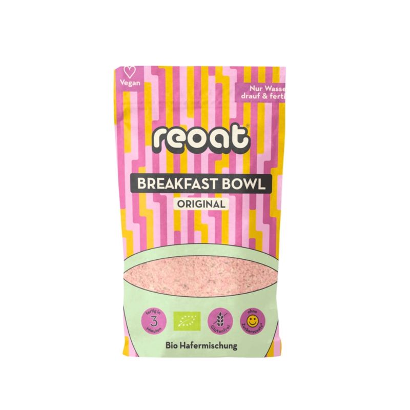 reoat reoat Bio Breakfast Bowl Original – Instant Hafer-Porridge-Mischung mit Datteln & Leinsamen (Bio, Vegan & Glutenfrei) - Produktbild