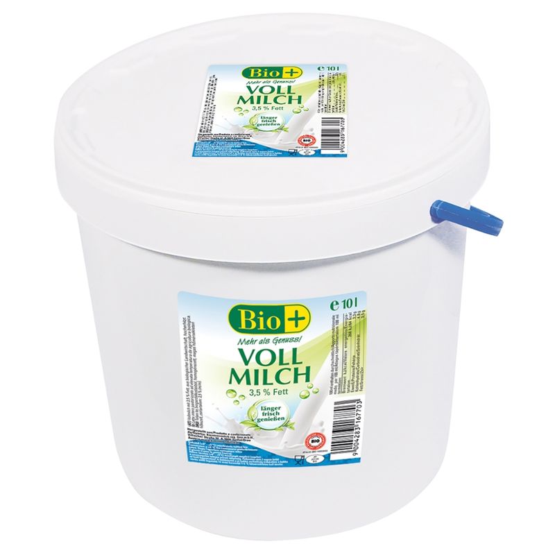 BIO + Bio+ Vollmilch 3,5% Fett 10 L Eimer, hocherhitzt,  länger haltbar - Produktbild