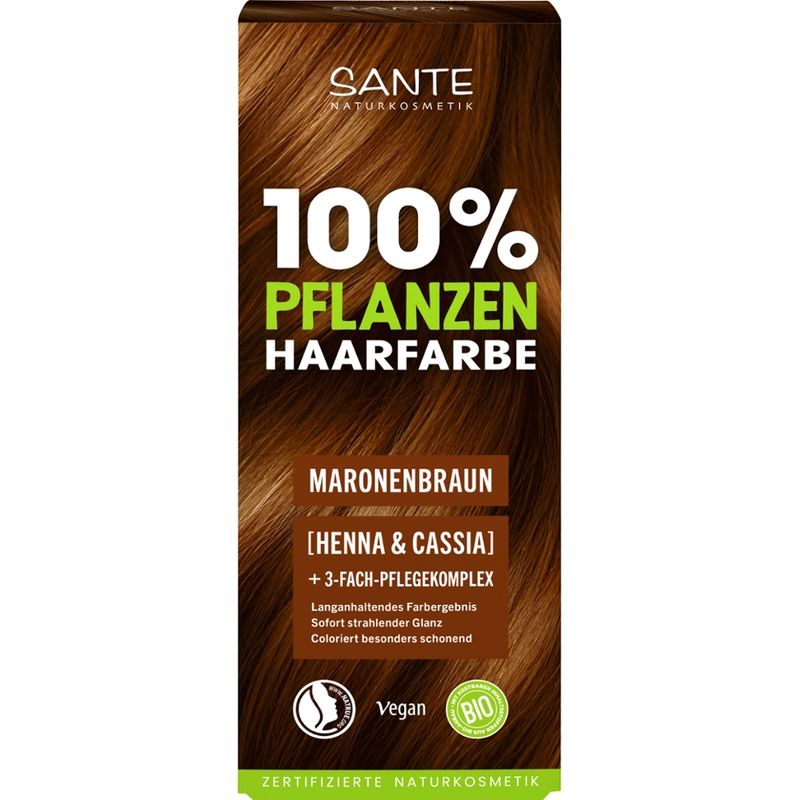 Sante 100% Pflanzenhaarfarbe mit 3-Fach Pflegekomplex MARONENBRAUN 08 - Produktbild