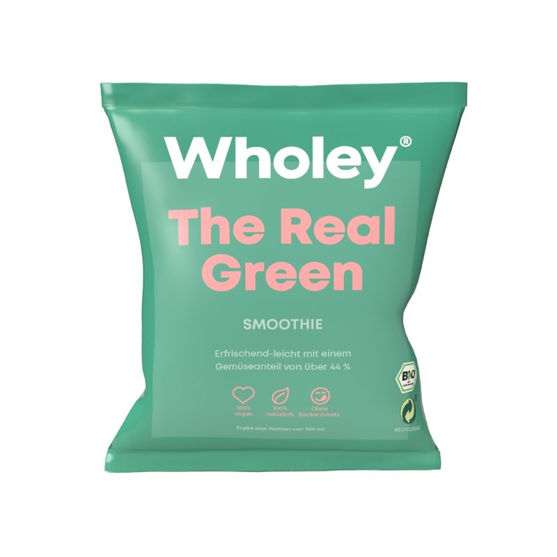 Wholey Wholey The Real Green ready-to-blend Smoothie aus schockgefrorenen Bio-Zutaten  100 % bio, vegan und glutenfrei - Produktbild