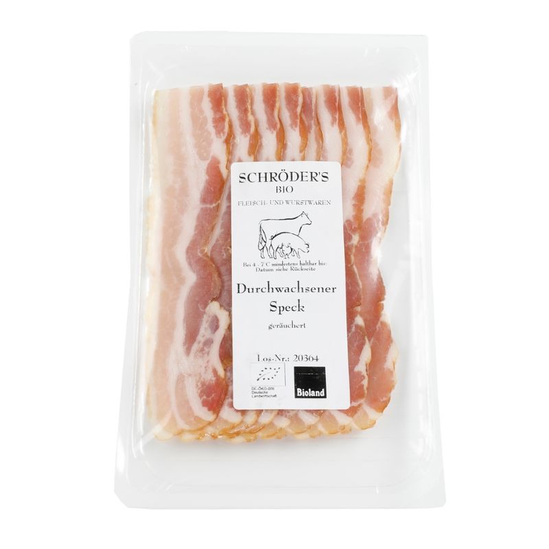 Schröder's Bio Fleisch- und Wurstwaren Durchwachsener Speck in Scheiben 80 g - Produktbild
