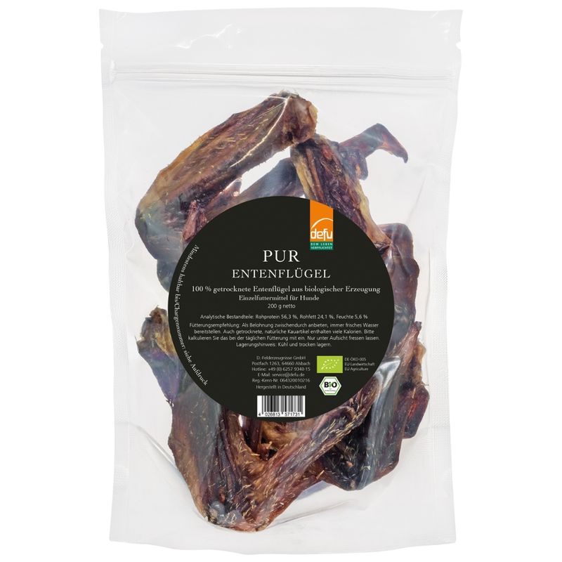 defu - Das Tierfutter vom Bio-Bauern PUR Entenflügel getrocknet - Produktbild