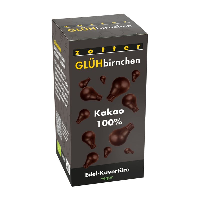 Zotter Schokolade Glühbirnchen - Kakao 100%, - Produktbild