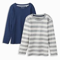 Jungen-Langarmshirt, 2er Pack, navy/grey/offwhite stripes - Produktbild