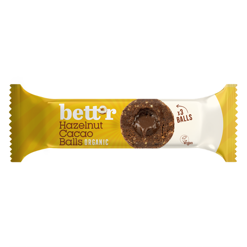 Bett'r Bio Fruchtball mit Haselnuss- und Kakaofüllung, 45 g (3x15 g) - Produktbild