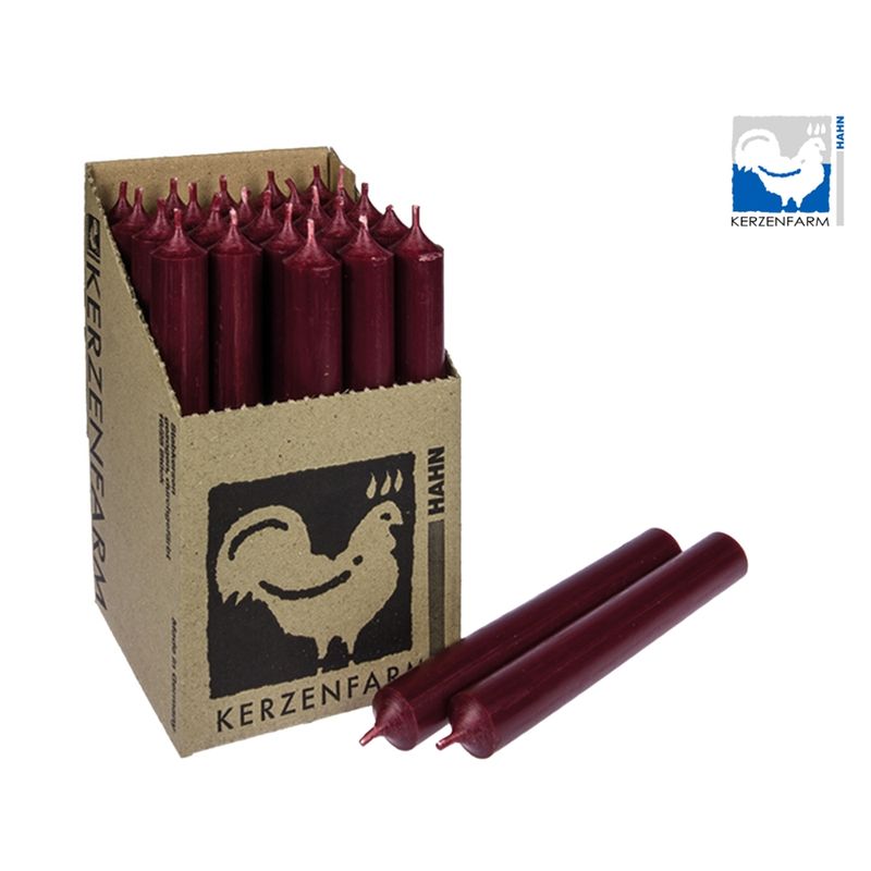Kerzenfarm Hahn Paraffin Stabkerze, dunkelrot, 22x180mm - Produktbild