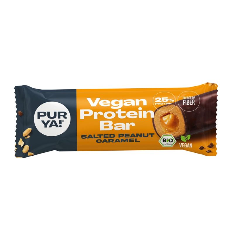 PURYA! Vegan Protein Bar Salted Peanut Caramel, BIO, PYA, 45g - Produktbild