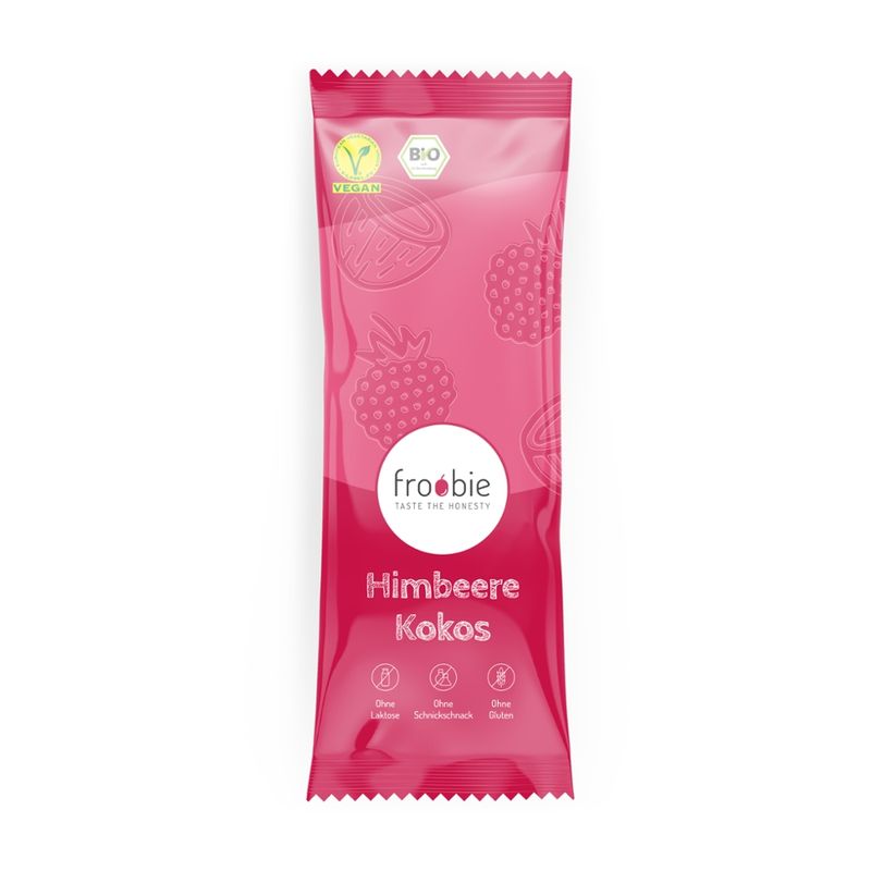 froobie froobie Bio Himbeere-Kokosnuss Eis am Stiel, völlig natürlich und ohne künstliche Zusatzstoffe - Produktbild