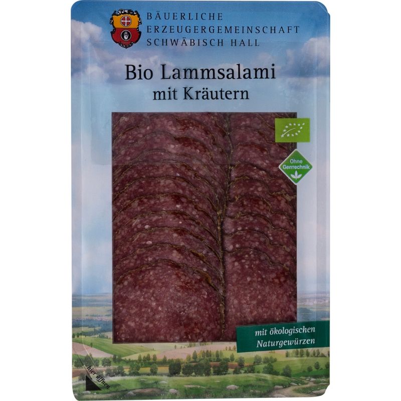 Bäuerliche Erzeugergemeinschaft Schwäbisch Hall Bio Lammsalami mit Kräuterrand 70g - Produktbild