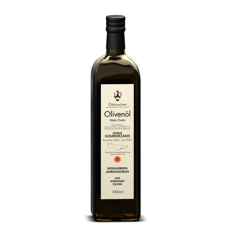 Ölkännchen Ölkännchen Familie Gourniezakis, Koroneiki Oliven, g.U. Viannos, Kreta GR 1000ml - Produktbild