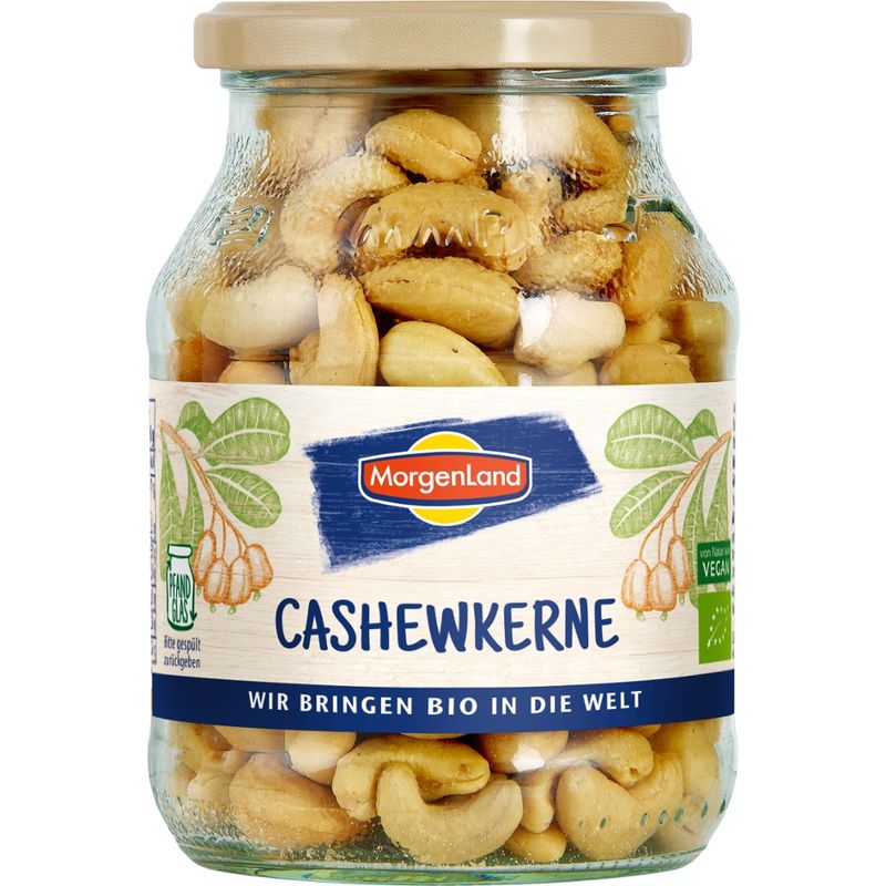 MorgenLand 270g, Pfandglas (groß), Cashewkerne, naturbelassen, BIO (MorgenLand) - Produktbild