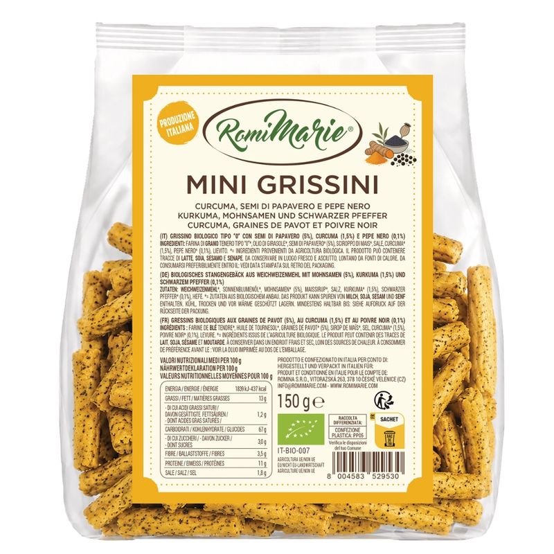 RomiMarie Mini Grissini Kurkuma, Mohnsamen und Schwarzer Pfeffer - Produktbild