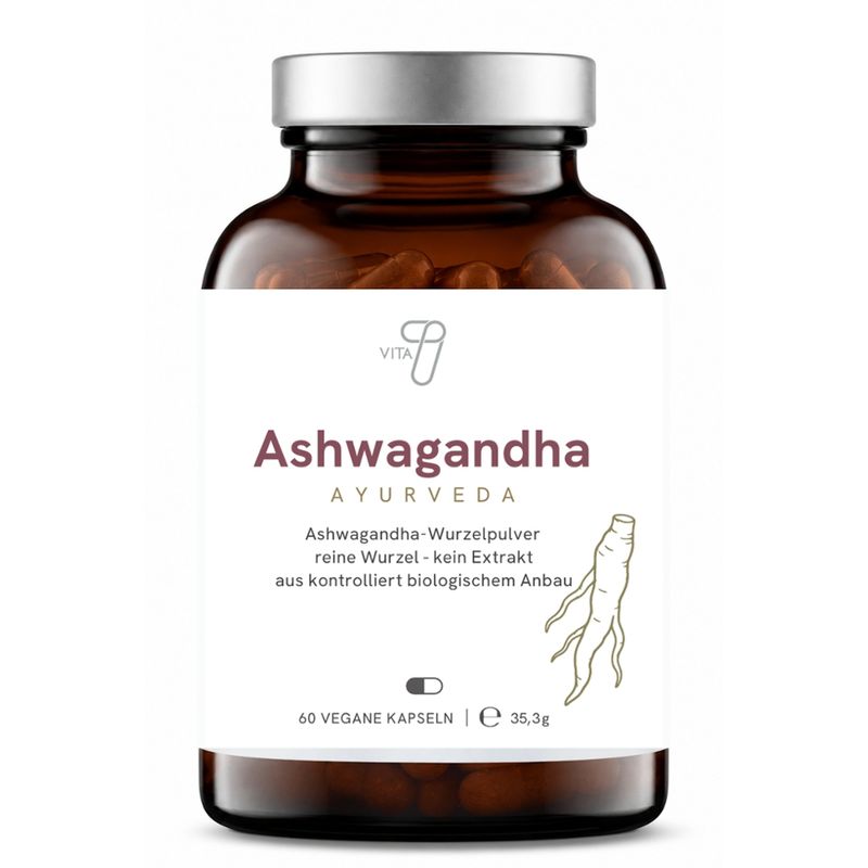 vita7 Bio Ashwagandha Wurzelpulver, 60 Kapseln, 35,3 g - Produktbild
