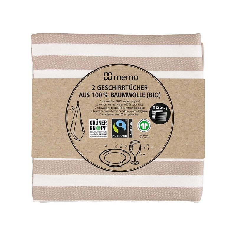 memo 2 memo Geschirrtücher aus Bio-Baumwolle, Fairtrade, 50 x 70 cm - Produktbild