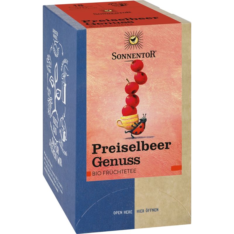 Sonnentor Preiselbeer Genuss Früchtetee, Doppelkammerbeutel - Produktbild