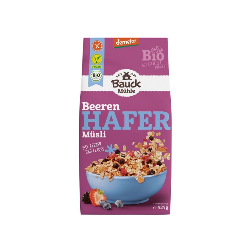 Bauck Mühle Hafer Müsli Beeren Demeter glutenfrei - Produktbild