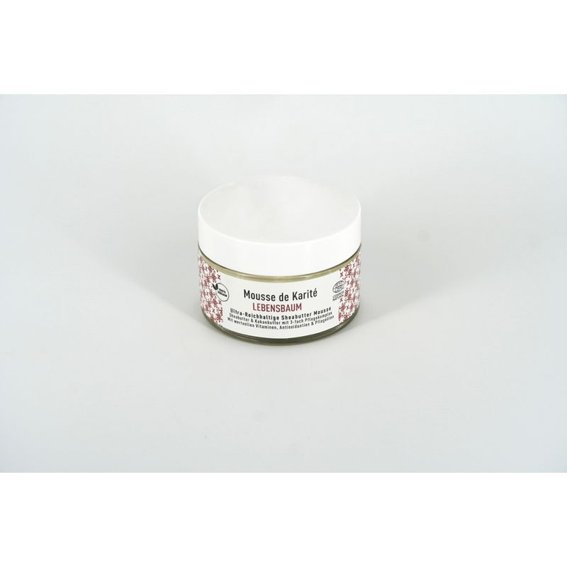 Rosenrot Naturkosmetik Mousse de Karité Lebensbaum - 100ml - Diese wunderbar geschmeidige und leicht feste Mousse pflegt die Haut glatt, seidig weich und wirkt regenerierend und feuchtigkeitsspendend. - Produktbild