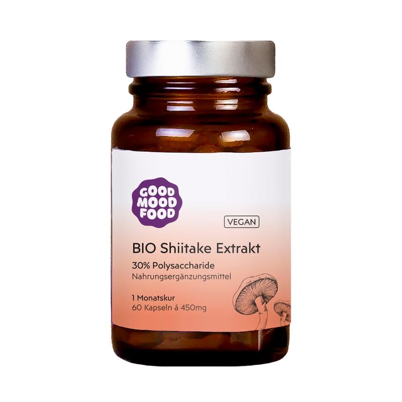 goodmoodfood BIO Shiitake Extrakt, Monatskur, 60 Kapseln a´450mg, 30% Polysaccharide - Produktbild