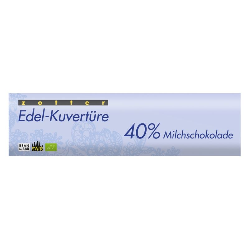 Zotter Schokolade Edel-Kuvertüre 40% Milchschokolade - Produktbild
