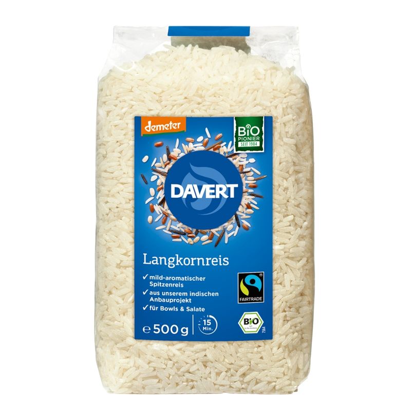 Davert demeter Lankornreis, Weißer Spitzenreis aus dem Projekt "Kotwa"Fairtrade 500g - Produktbild