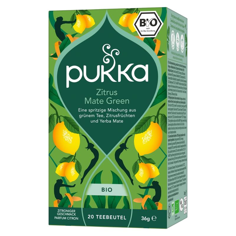 Pukka Pukka Bio-Kräutertee Zitrus Mate Green mit Guarana & Mate - Produktbild