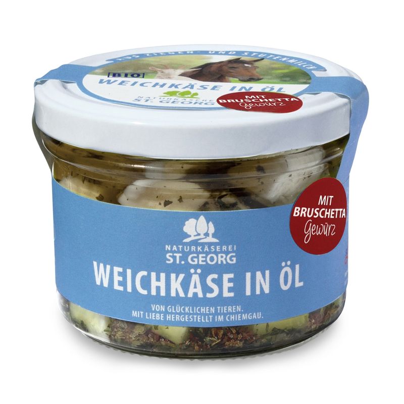 St. Georg Naturkäserei Bio-Weichkäse in Öl mit Bruschetta aus Ziegen- und Stutenmilch - Produktbild