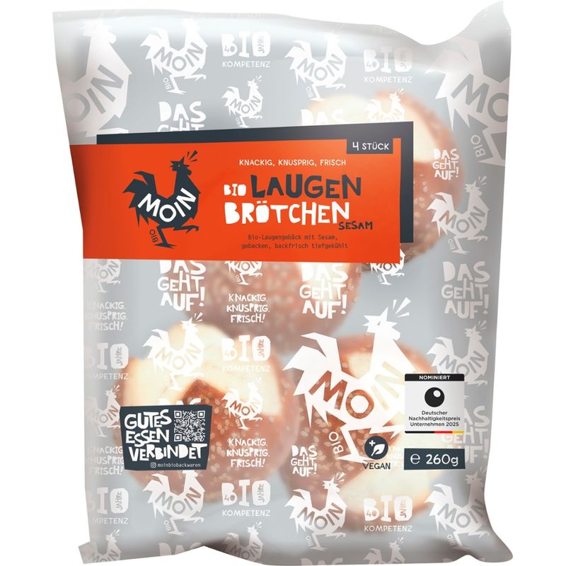 Moin Bio Backwaren Bio Laugenbrötchen Sesam Vegan - Produktbild