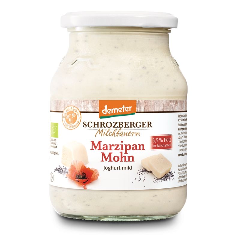 Schrozberger Milchbauern Dem. Marzipan Mohn Jogh. 500g - Produktbild