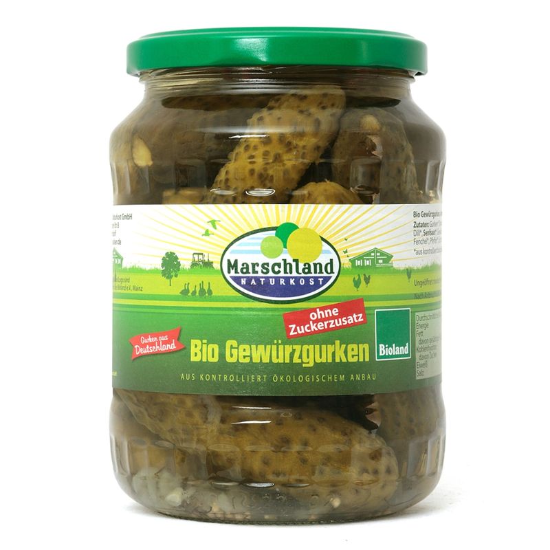 Marschland  Bioland Bio-Gewürzgurken ohne Zuckerzusatz 720 ml Gl. MARSCHLAND - Produktbild