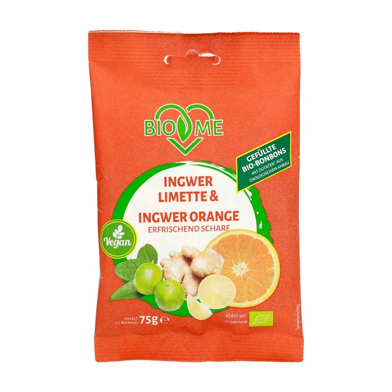 BIO loves Me Gefüllte Bio-Bonbons mit Ingwer-Limette und Ingwer-Orange Geschmack - Produktbild