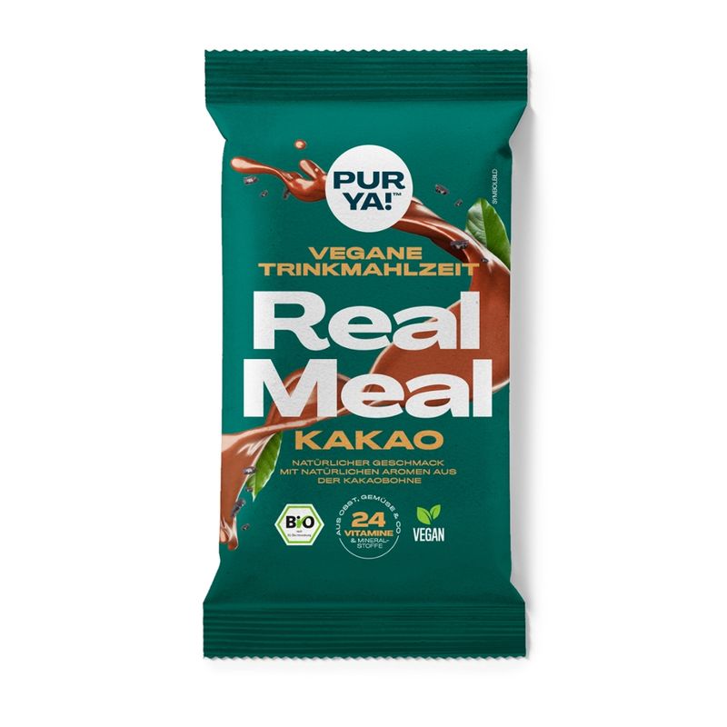 PURYA! Trinkmahlzeit Real Meal, Pulver, Kakao, BIO, 110g - Produktbild