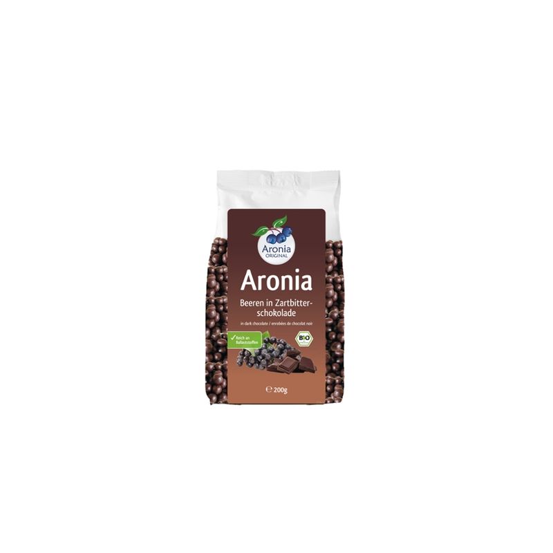 Aronia ORIGINAL Bio Aroniabeeren in Zartbitterschokolade 200g - Produktbild