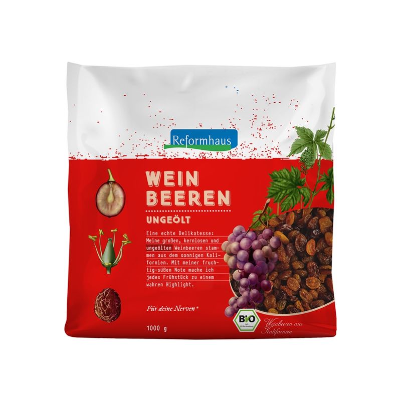 Reformhaus Weinbeeren, blau, ungeölt, bio, USA - Produktbild
