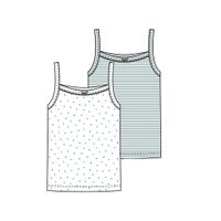 Mädchen-Unterhemd, 2er-Pack, D047 blue dots/sage stripes - Produktbild