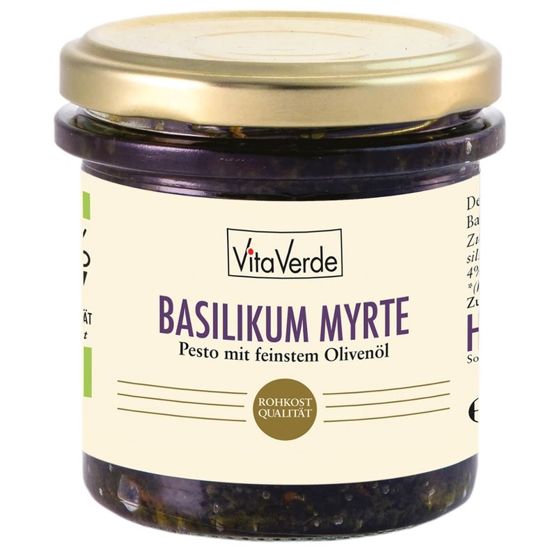 Vita Verde Basilikum-Pesto "Myrtenbeere" mit Bärlauch und Olivenöl nativ extra - Produktbild
