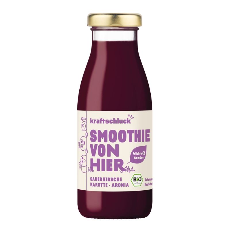 kraftschluck kraftschluck, lila Smoothie, SAUERKIRSCHE, KAROTTE, ARONIA, bio, 0,25L - Produktbild