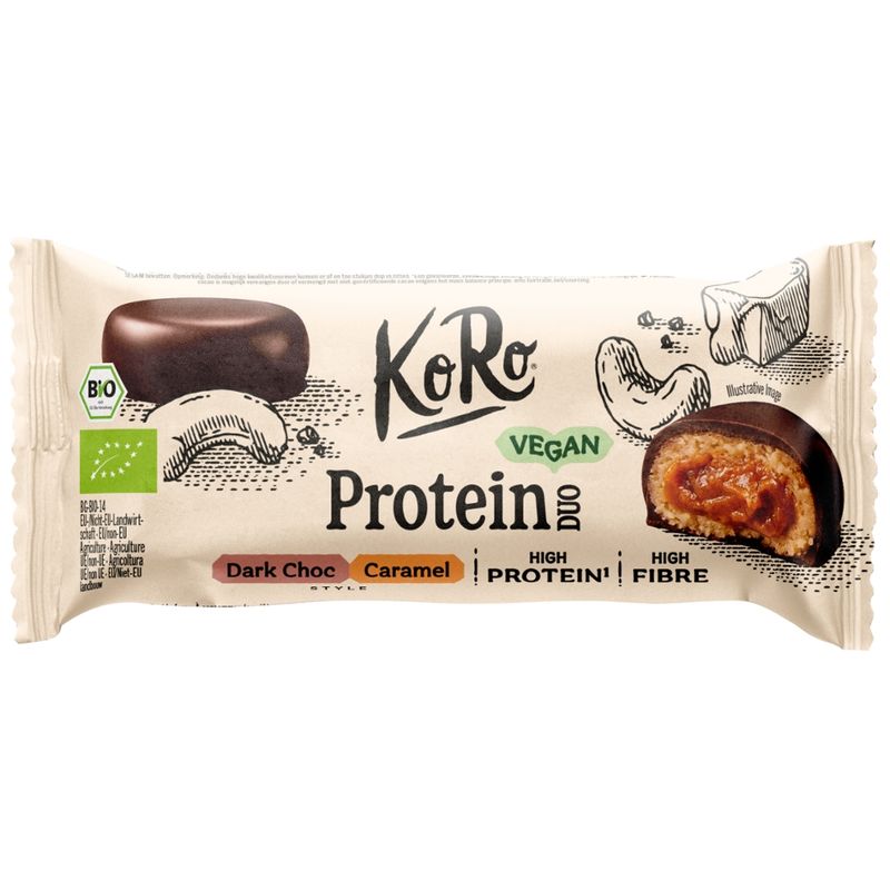KoRo Handels GmbH Bio Protein Duo Dark Choc Cashew Caramel Style 2 x 20 g - Produktbild