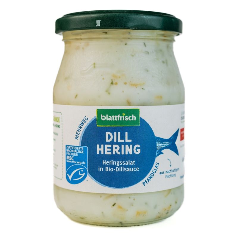 blattfrisch  Dill Hering - Heringssalat mit Bio-Dillsauce (Pfandglas 250g) - Produktbild