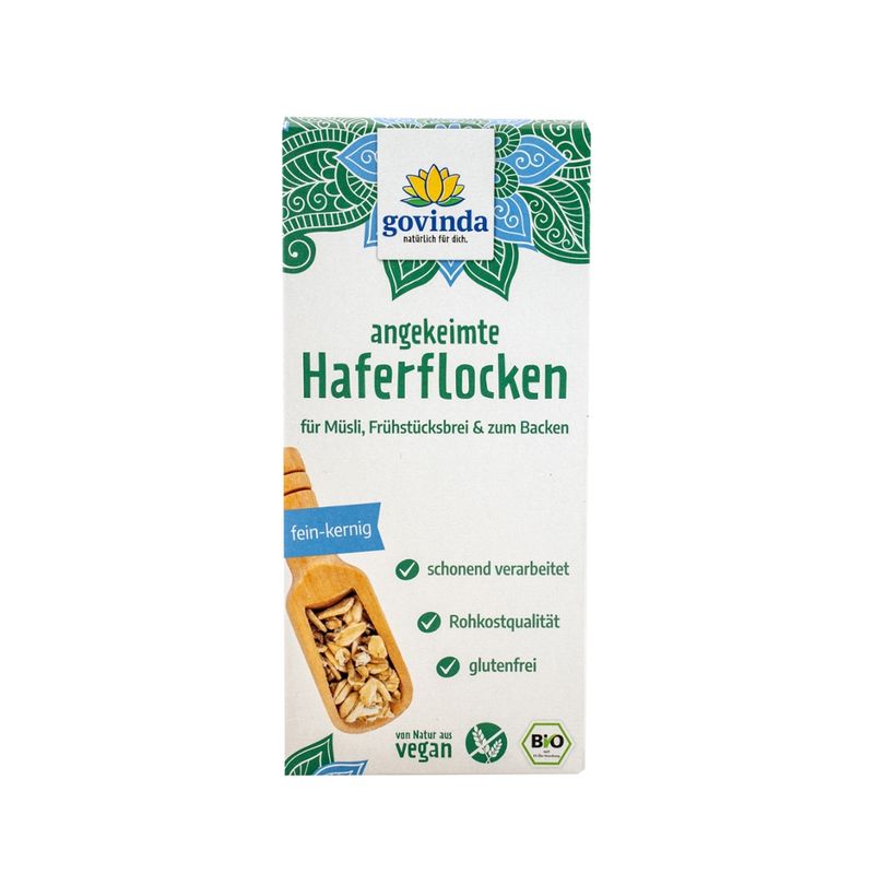 Govinda angekeimte Haferflocken für Müsli, Frühstücksbrei & zum Backen - Produktbild