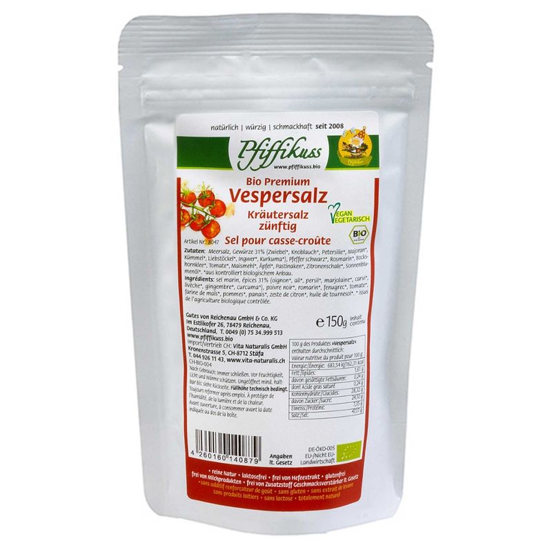 Pfiffikuss Gutes von der Reichenau Bio Vespersalz zünftig 150g Beutel - Produktbild