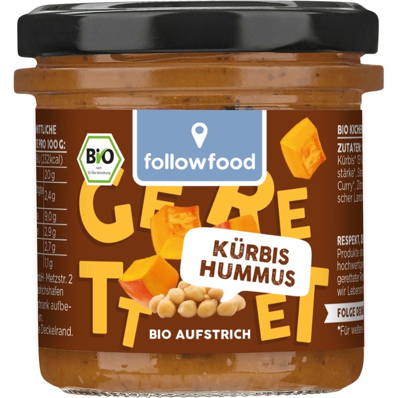 followfood Bio Kichererbsenaufstrich mit Kürbis und Karotte vegan - Produktbild