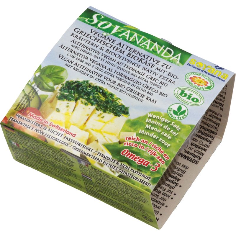 Soyana Soyananda veganer Griechischer Käse mit BioKräutern & BioOlivenöl aus fermentiertem BioSoya - Produktbild