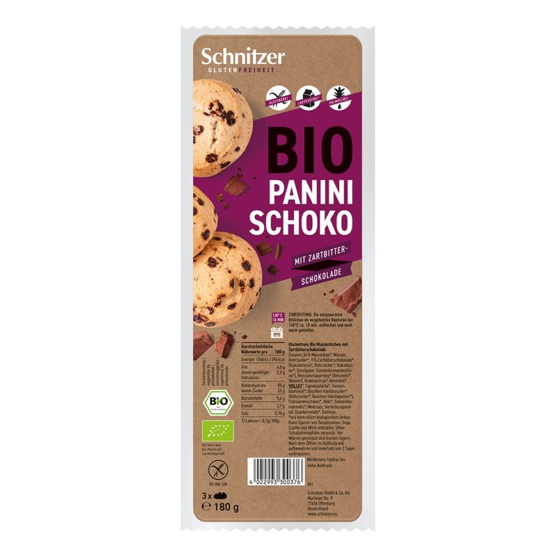 Schnitzer GLUTENFREIHEIT Bio Panini Schoko - Produktbild