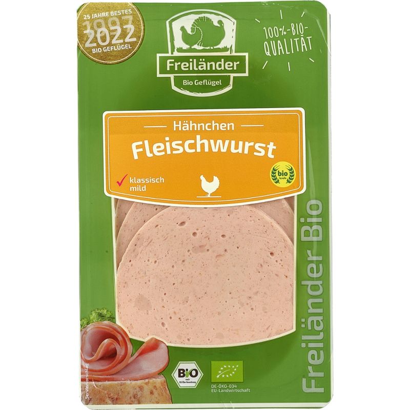 Freiländer Bio Geflügel Bio Hähnchen Fleischwurst , 3er Gebinde - Produktbild