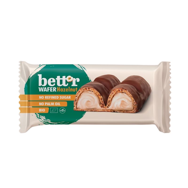 Bett'r Waffelriegel mit Haselnusscreme-Füllung, biovegan, 33 g - Produktbild