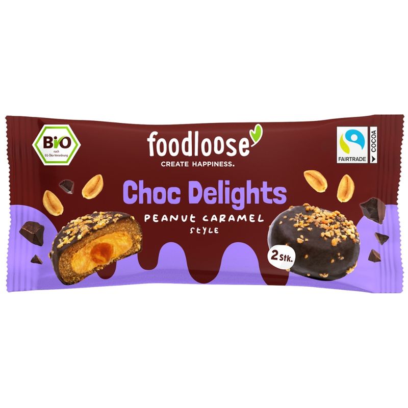 foodloose foodloose Bio-Choc Delights Peanut Caramel Style 2x 20 g - Produktbild
