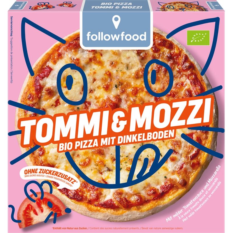 followfood Bio Pizza belegt mit Tomatensauce und Mozzarella, vorgebacken, tiefgekühlt. - Produktbild