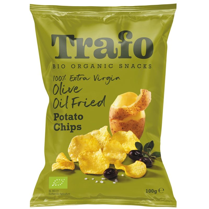 Trafo Chips frittiert in Olivenöl, leicht gesalzen 12x100g - Produktbild